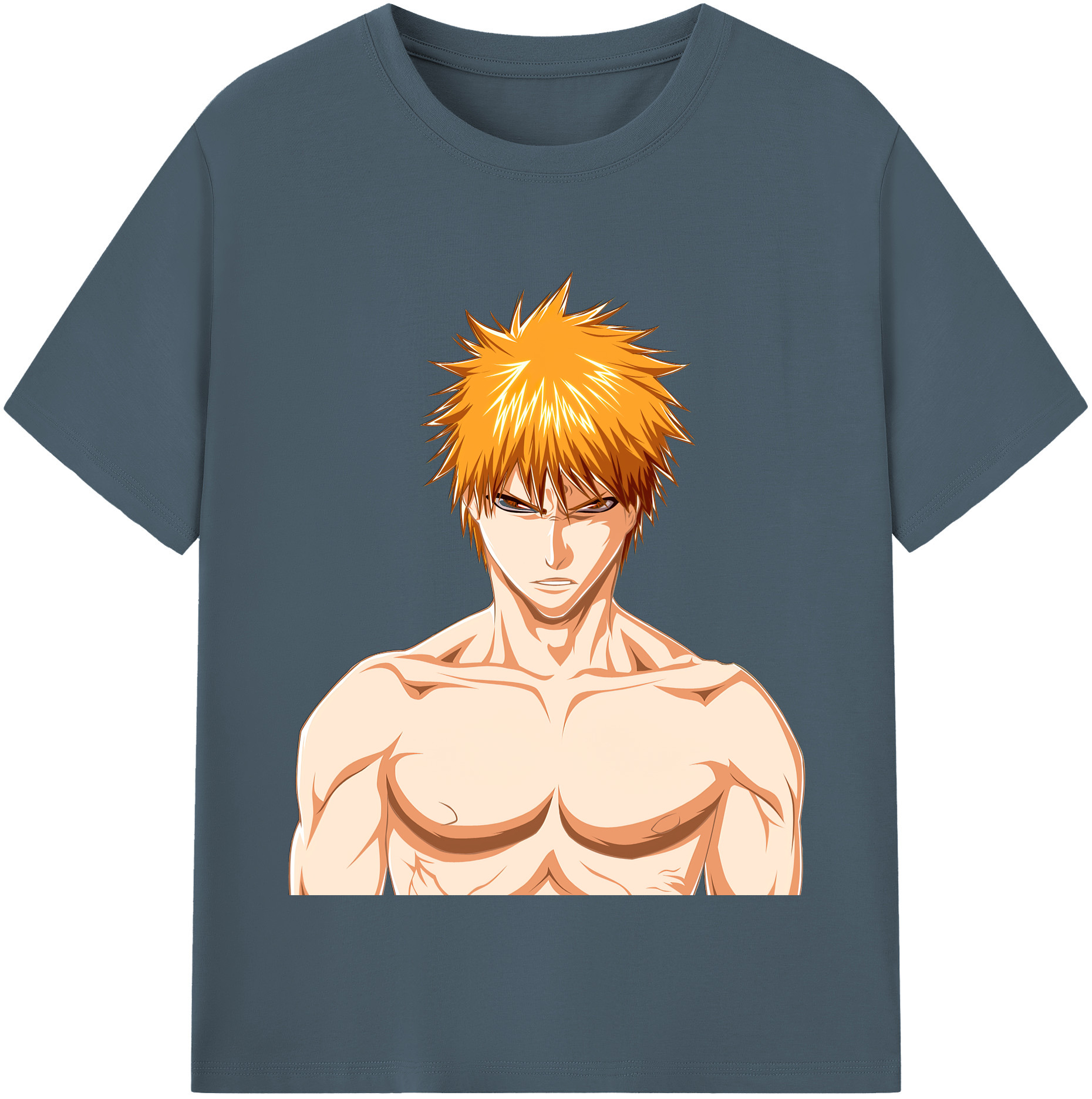 （画像用） ブリーチ 黒崎一護（くろさき いちご）BLEACH Kurosaki Ichigo 綿100％半袖Tシャツ（フロントプリント）
